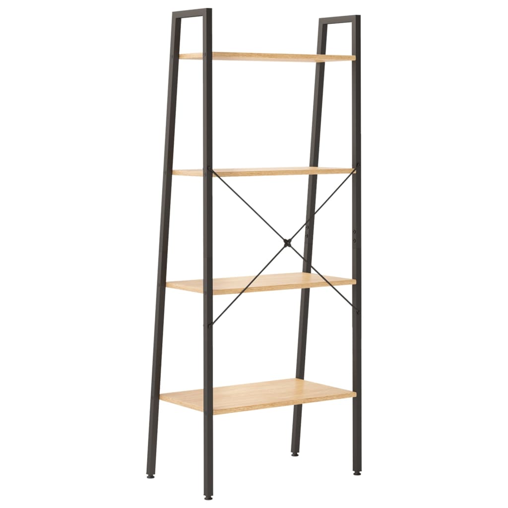 Ραφιέρα 4 Επιπέδων Ανοιχτό Καφέ & Μαύρο 56 x 35 x 140 εκ. 5