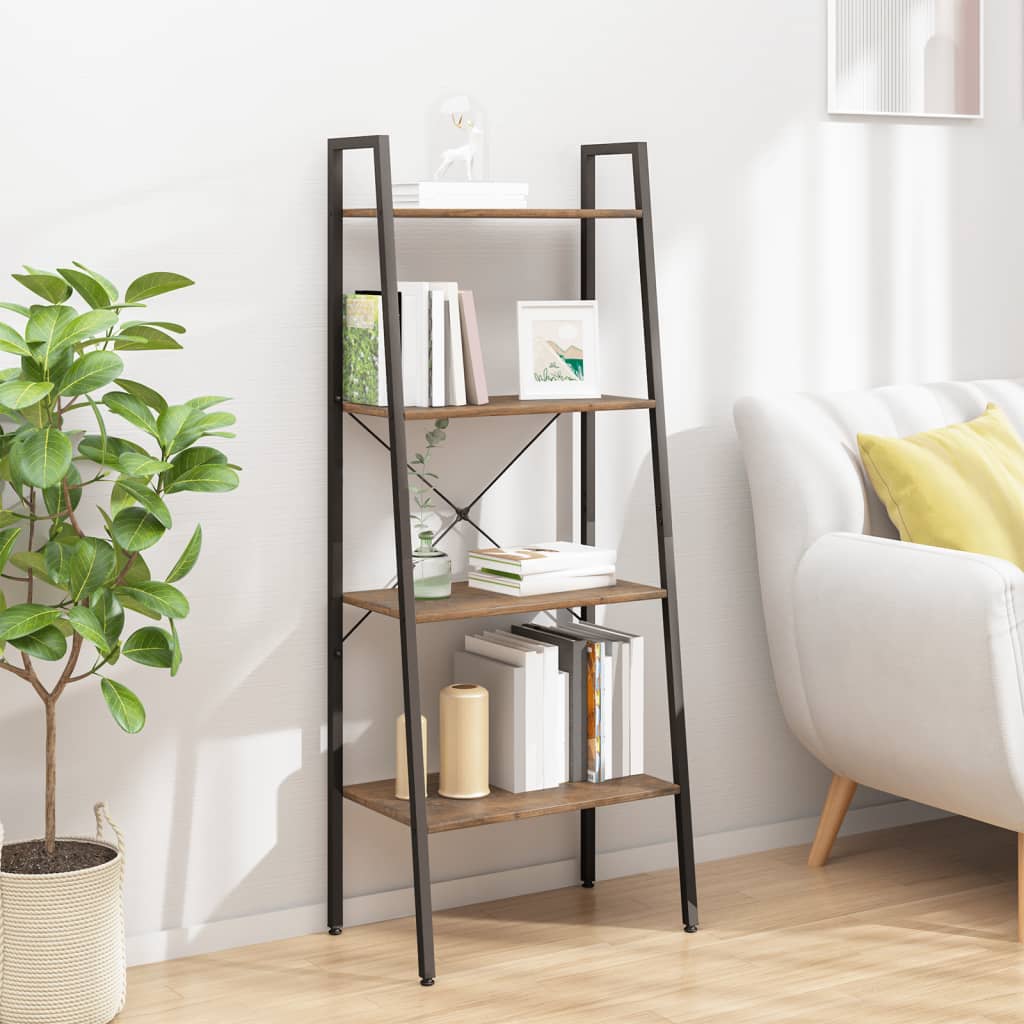 Ραφιέρα 4 Επιπέδων Σκούρο Καφέ & Μαύρο 56x35x140 εκ. 1