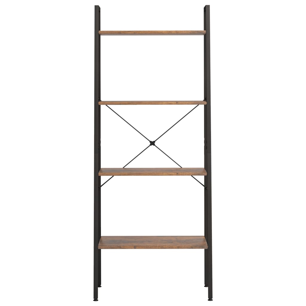 Ραφιέρα 4 Επιπέδων Σκούρο Καφέ & Μαύρο 56x35x140 εκ. 3