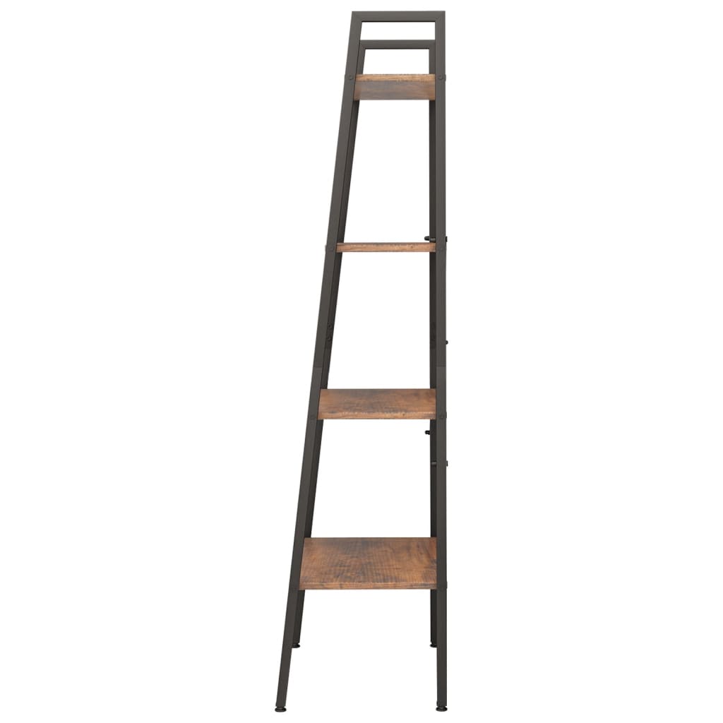 Ραφιέρα 4 Επιπέδων Σκούρο Καφέ & Μαύρο 56x35x140 εκ. 4