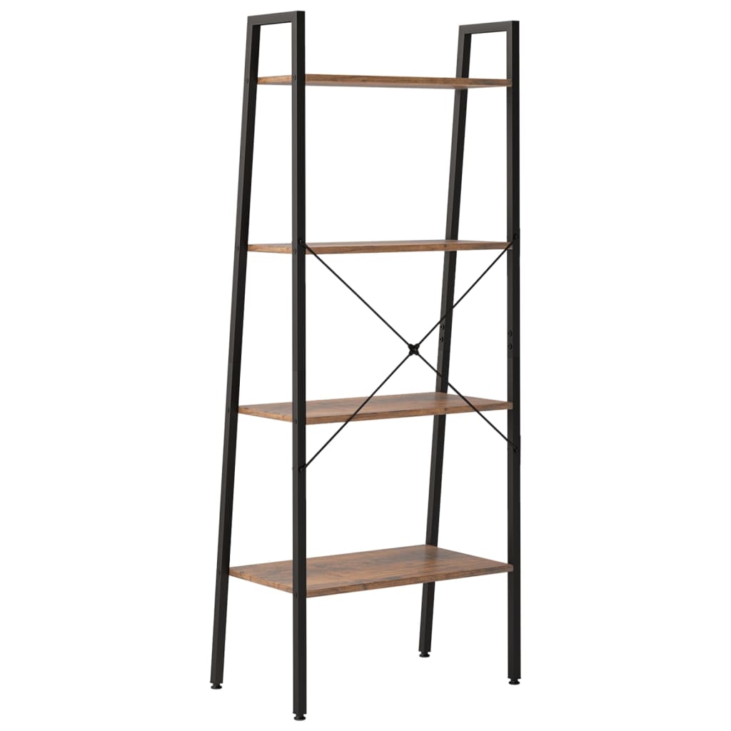 Ραφιέρα 4 Επιπέδων Σκούρο Καφέ & Μαύρο 56x35x140 εκ. 5