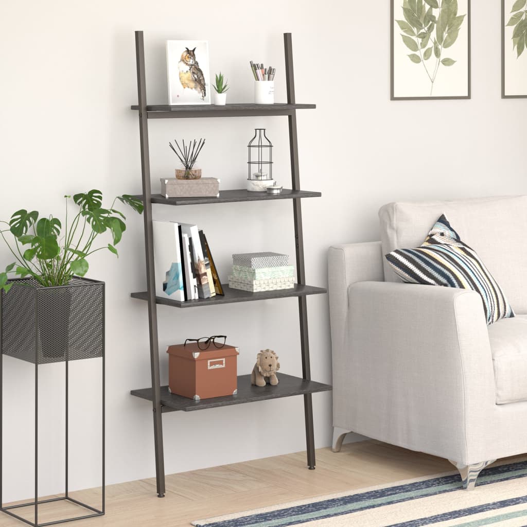 Ραφιέρα Κεκλιμένη 4 Επιπέδων Μαύρη 64 x 34 x 150,5 εκ. 1