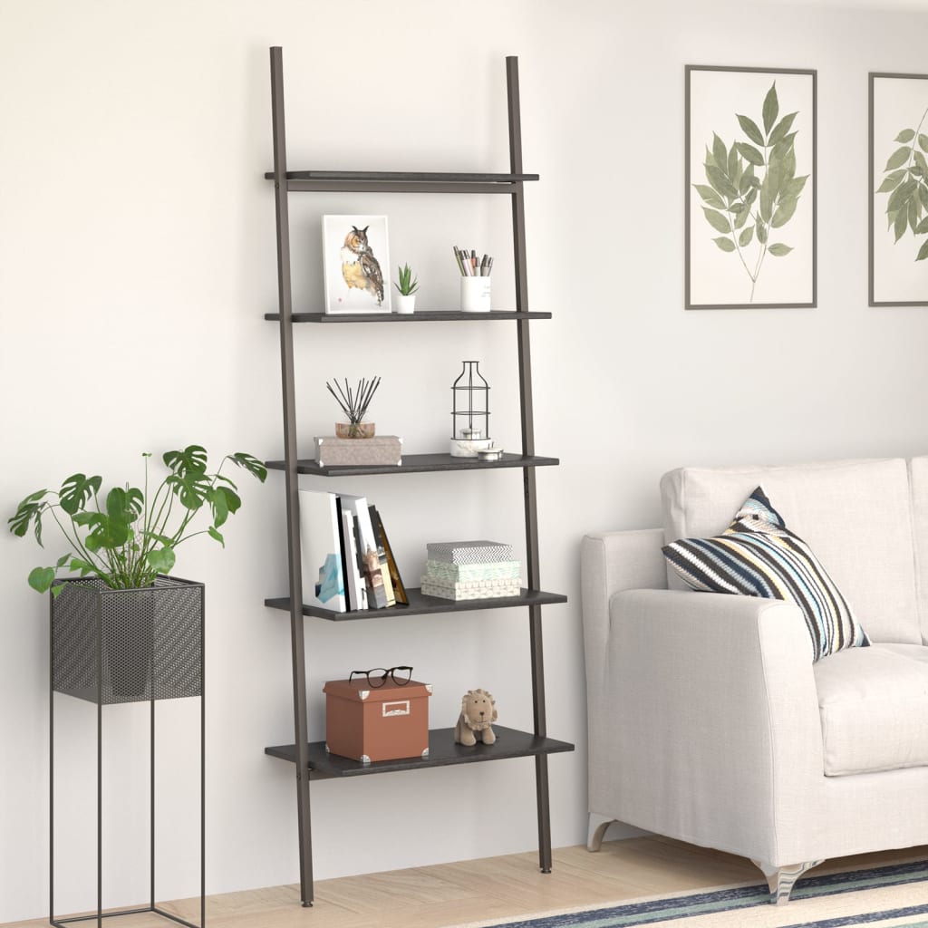Ραφιέρα Κεκλιμένη 5 Επιπέδων Μαύρη 64x34x185,5 εκ. 1