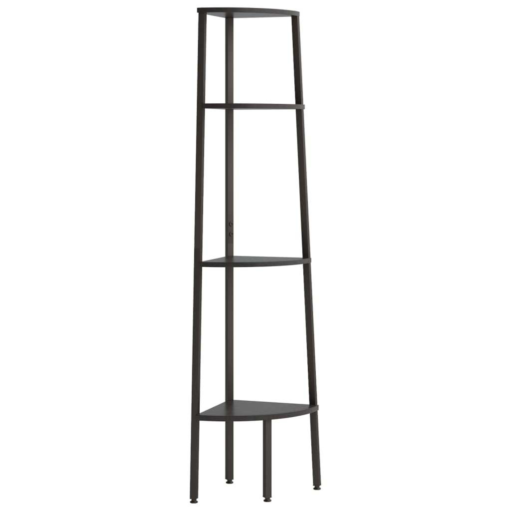 Ραφιέρα Γωνιακή 4 Επίπεδων Μαύρη 45,5 x 31,5 x 150 εκ. 2