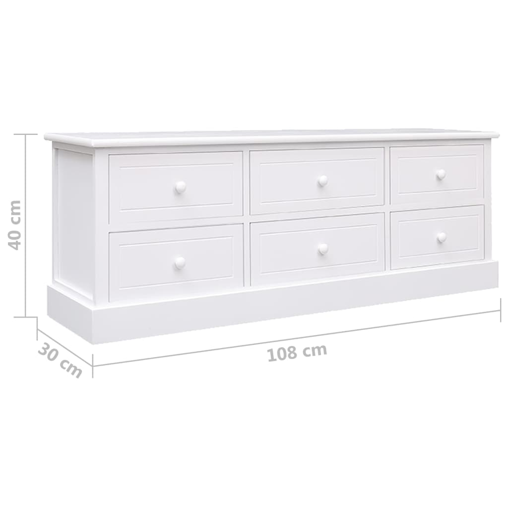 Έπιπλο Τηλεόρασης Λευκό 108x30x40 εκ. από Μασίφ Ξύλο Παυλώνιας 7