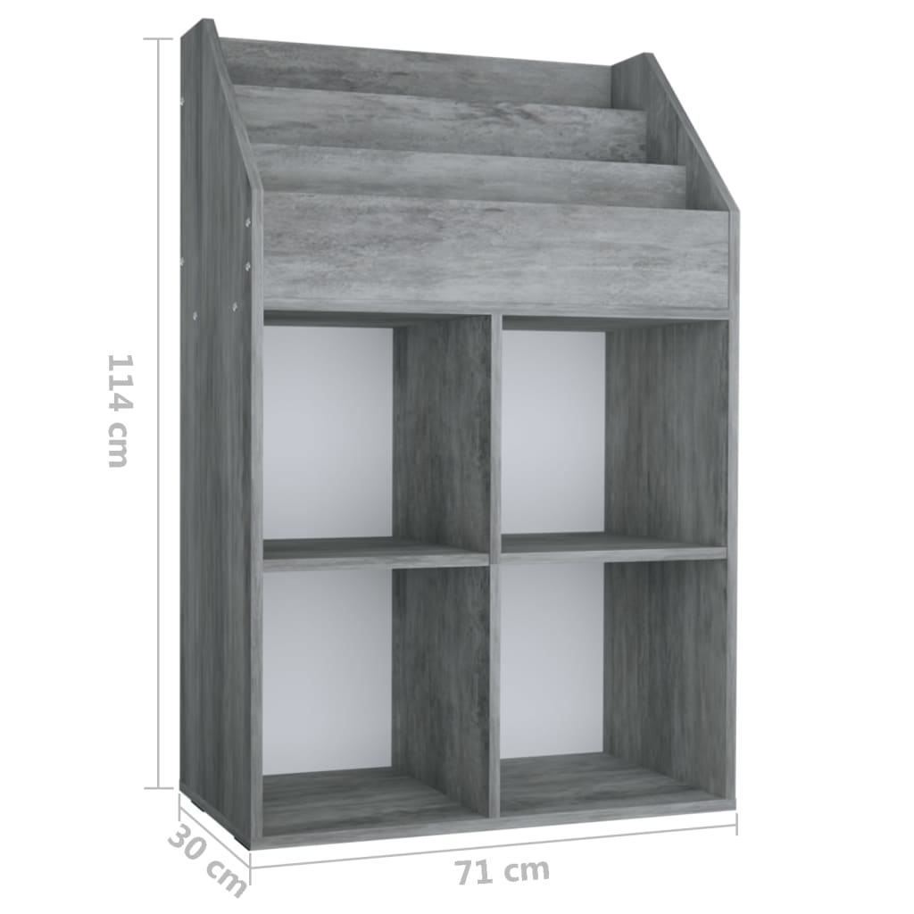 Παιδική Ραφιέρα Περιοδικών Γκρι Σκυρ. 71x30x114εκ. Επεξ. Ξύλο 6