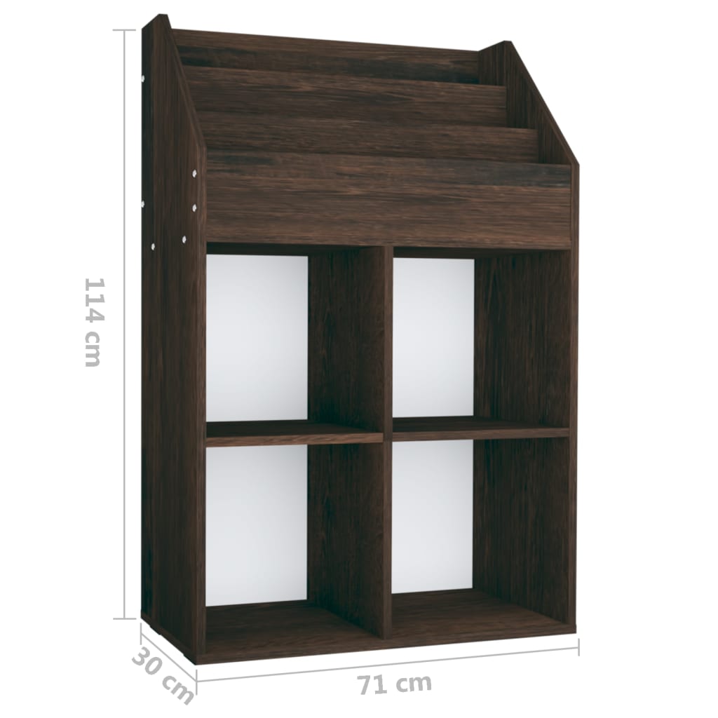 Παιδική Ραφιέρα Περιοδικ. Καπνιστή Δρυς 71x30x114εκ Επεξ. Ξύλο 6