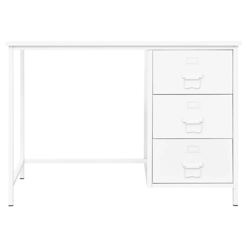 Βιομηχανικό Γραφείο με Συρτάρια Λευκό 105x52x75 εκ. Ατσάλινο 2