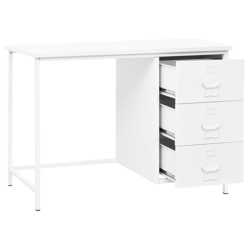 Βιομηχανικό Γραφείο με Συρτάρια Λευκό 105x52x75 εκ. Ατσάλινο 3