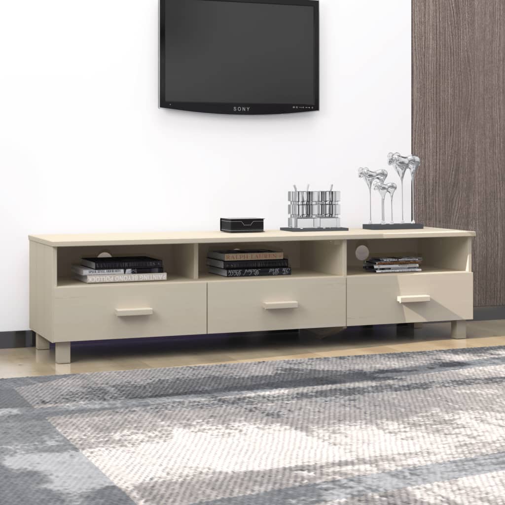 Έπιπλο Τηλεόρασης HAMAR Μελί 158x40x40 εκ. Μασίφ Ξύλο Πεύκου 7