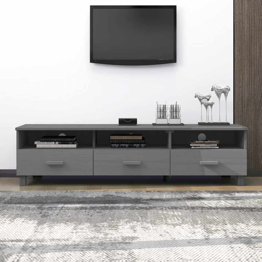 Έπιπλο Τηλεόρασης HAMAR Σκ. Γκρι 158x40x40εκ. Μασίφ Ξύλο Πεύκου 1