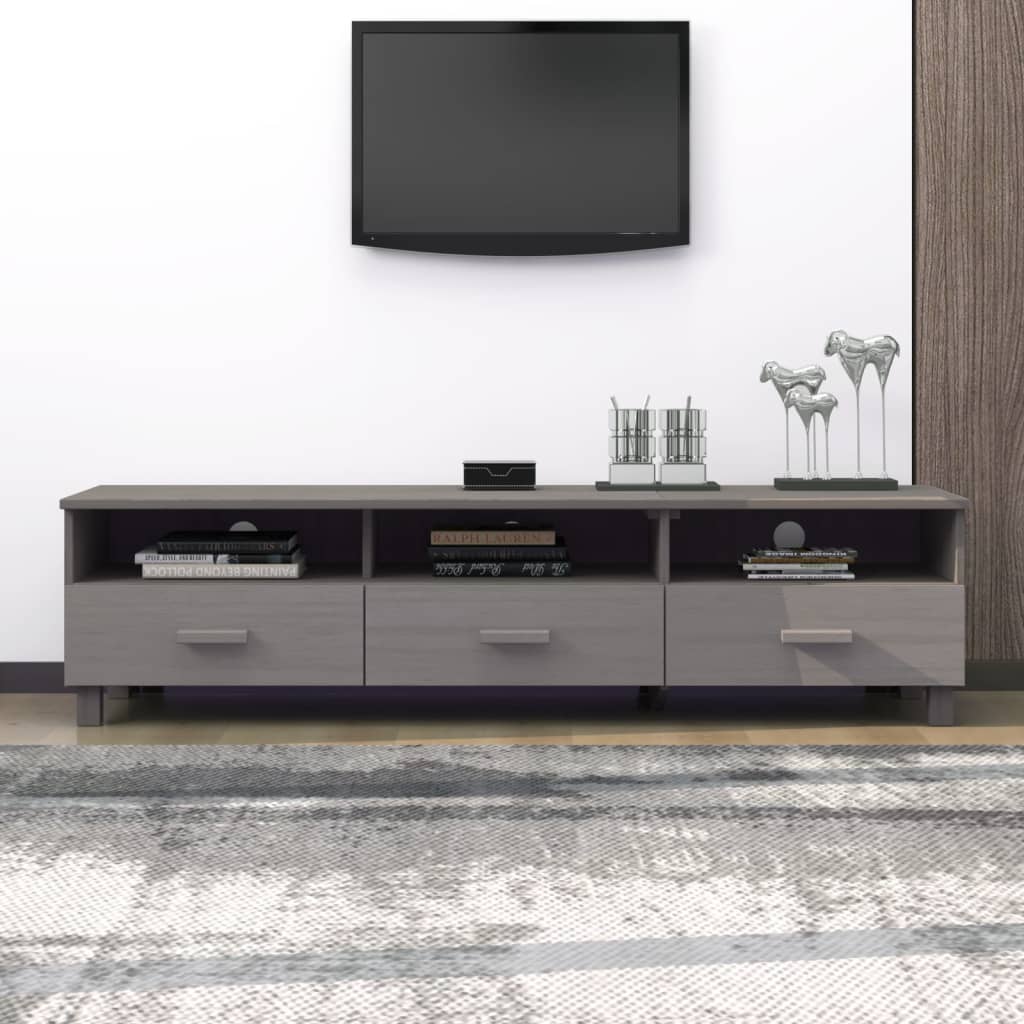 Έπιπλο Τηλεόρασης HAMAR Αν. Γκρι 158x40x40εκ. Μασίφ Ξύλο Πεύκου 1