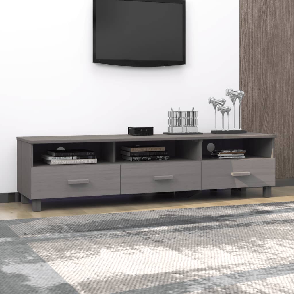 Έπιπλο Τηλεόρασης HAMAR Αν. Γκρι 158x40x40εκ. Μασίφ Ξύλο Πεύκου 7