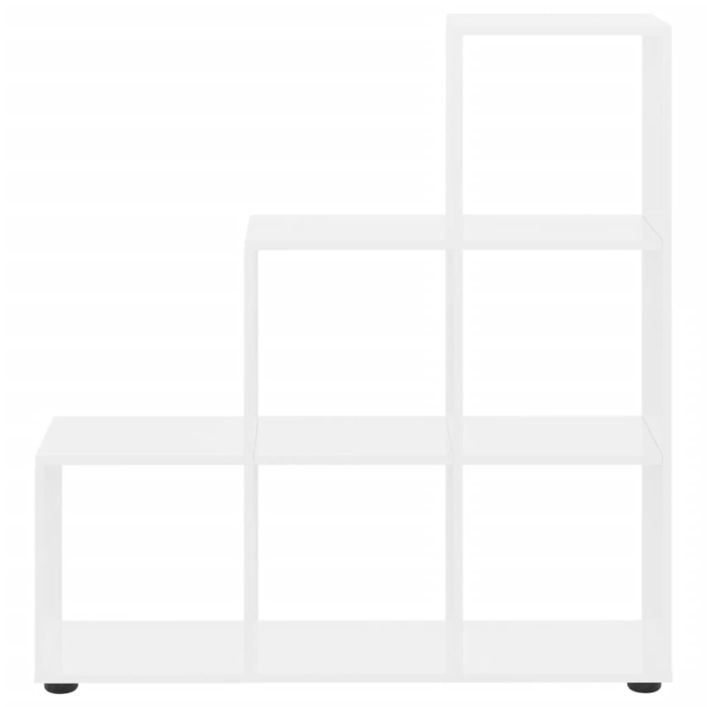 Βιβλιοθήκη Σκάλα Γυαλιστερή Λευκή 107 εκ. Επεξεργασμένο Ξύλο 4