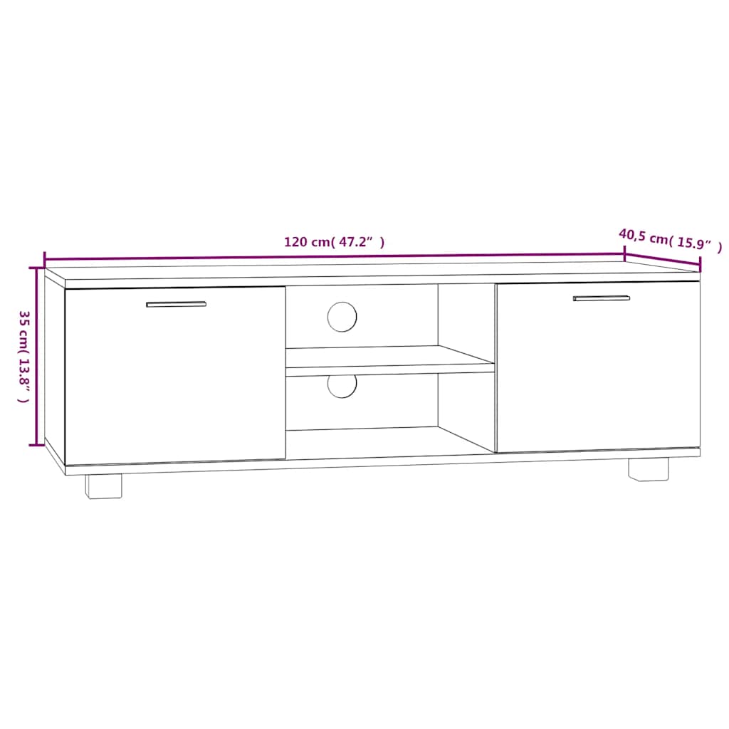 Έπιπλο Τηλεόρασης Καπνιστή Δρυς 120x40,5x35 εκ. Επεξ. Ξύλο 8