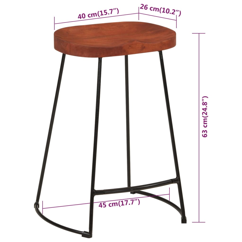 Σκαμπό Μπαρ Gavin 2 τεμ. 45x40x63 εκ. από Μασίφ Ξύλο Μάνγκο 9