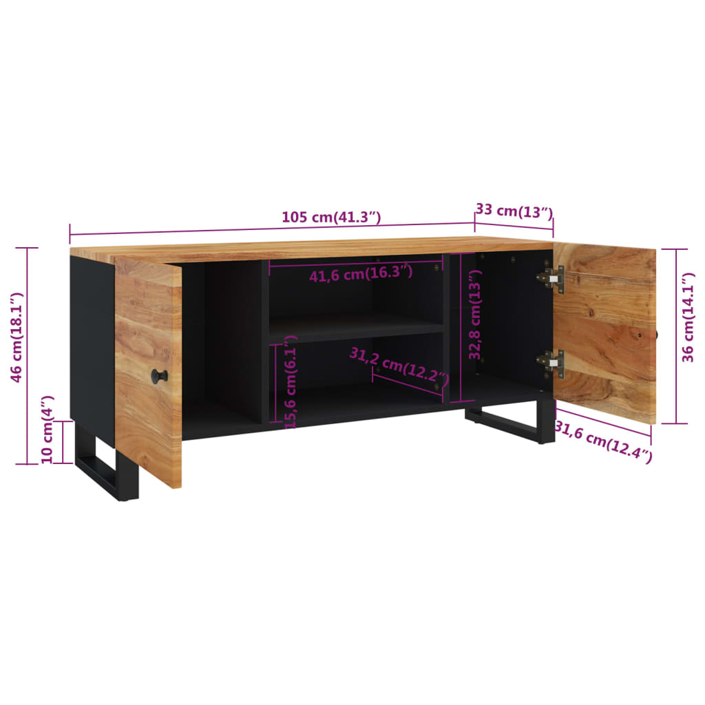 Έπιπλο Τηλεόρασης 105 x 33 x 46 εκ. από Μασίφ Ξύλο Ακακίας 10