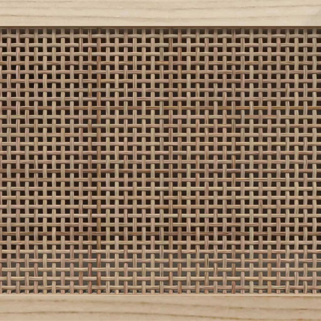 Έπιπλο Τηλεόρασης Μαύρο 80x30x40 εκ. Μασίφ Πεύκο & Φυσικό Ρατάν 6