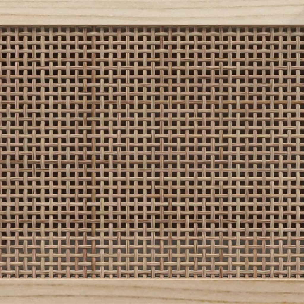 Έπιπλο Τηλεόρασης Μαύρο 105x30x40 εκ Μασίφ Πεύκο & Φυσικό Ρατάν 6