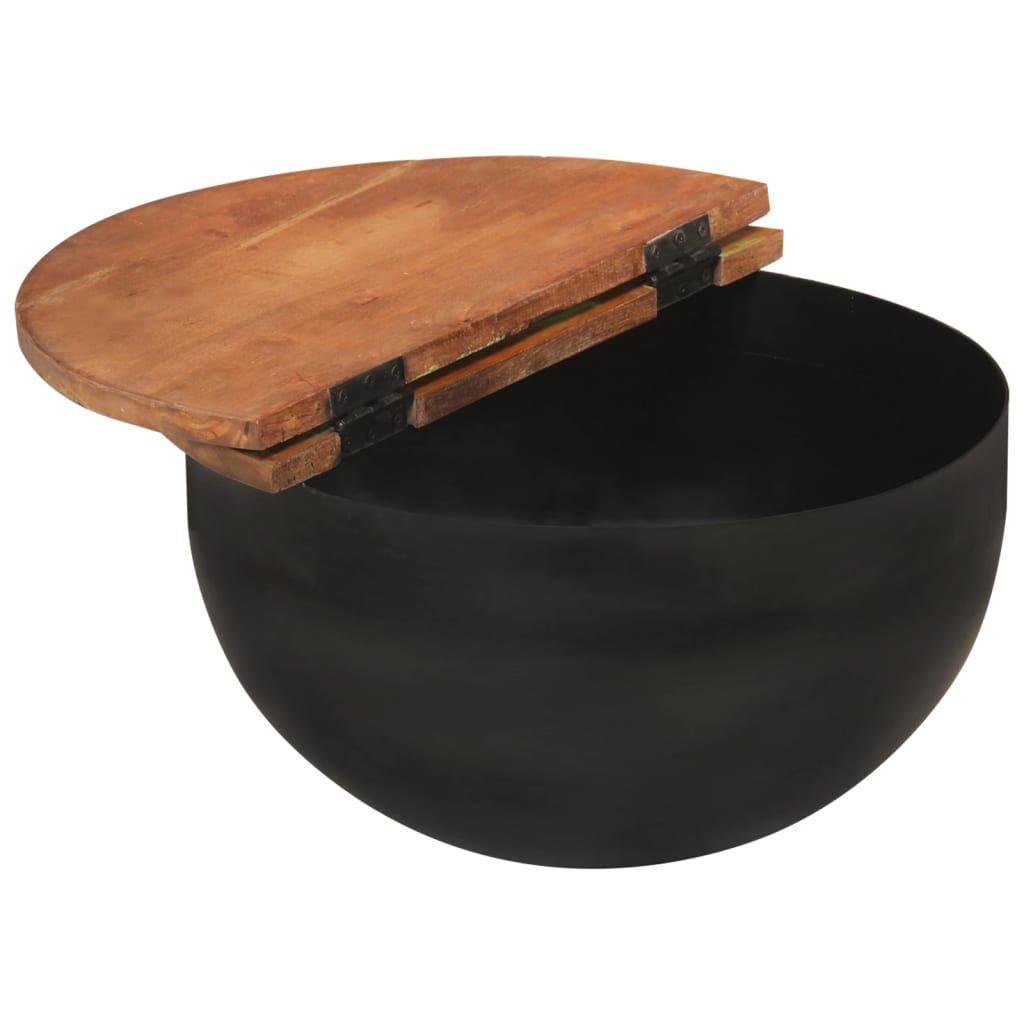 Τραπεζάκια Σαλονιού Σετ 2Τεμ. Μαύρα από Μασίφ Ανακυκλωμένο Ξύλο 3