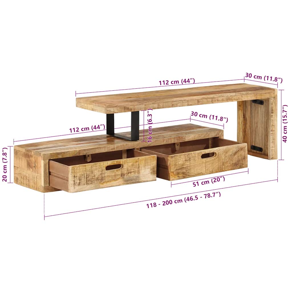 Έπιπλο Τηλεόρασης από Μασίφ Ξύλο Μάνγκο 12