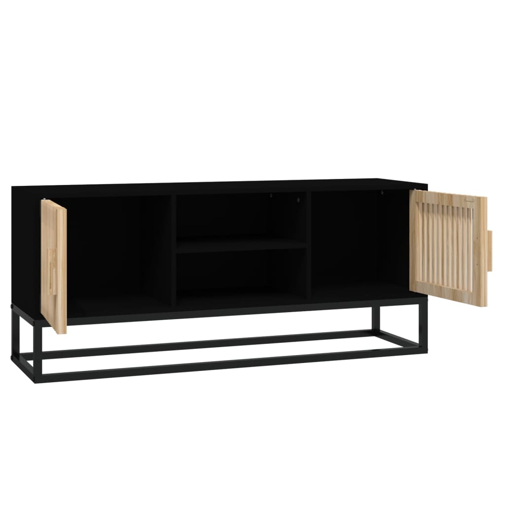 Έπιπλο Τηλεόρασης Μαύρο 105x30x45 εκ. Επεξεργασμένο Ξύλο/Σίδερο 4