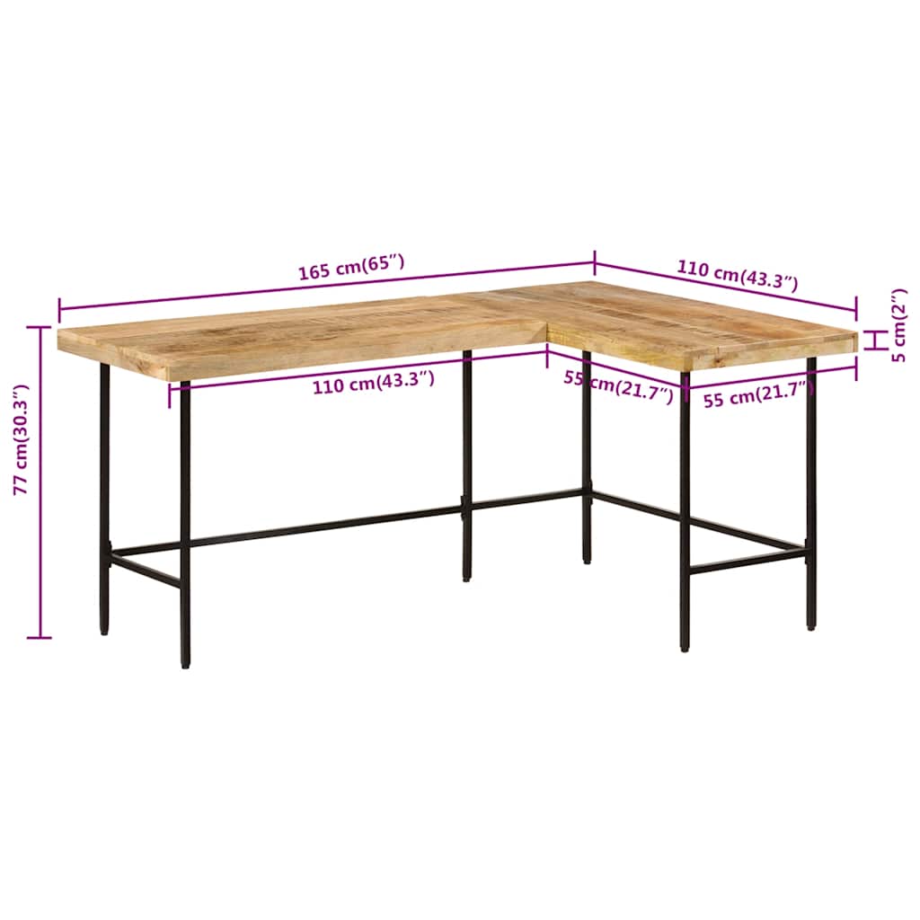 Γραφείο 165x110x77 cm Μασίφ Ξύλο Μάνγκο και Σίδερο 9