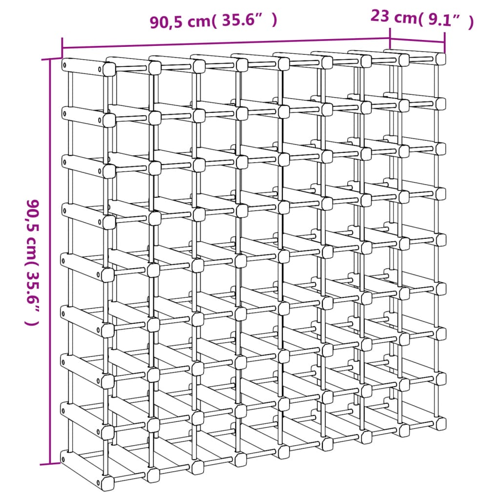 Ραφιέρα Κρασιών για 72 Κρασιά 90,5x23x90,5εκ. Μασίφ Ξύλο Πεύκου 8