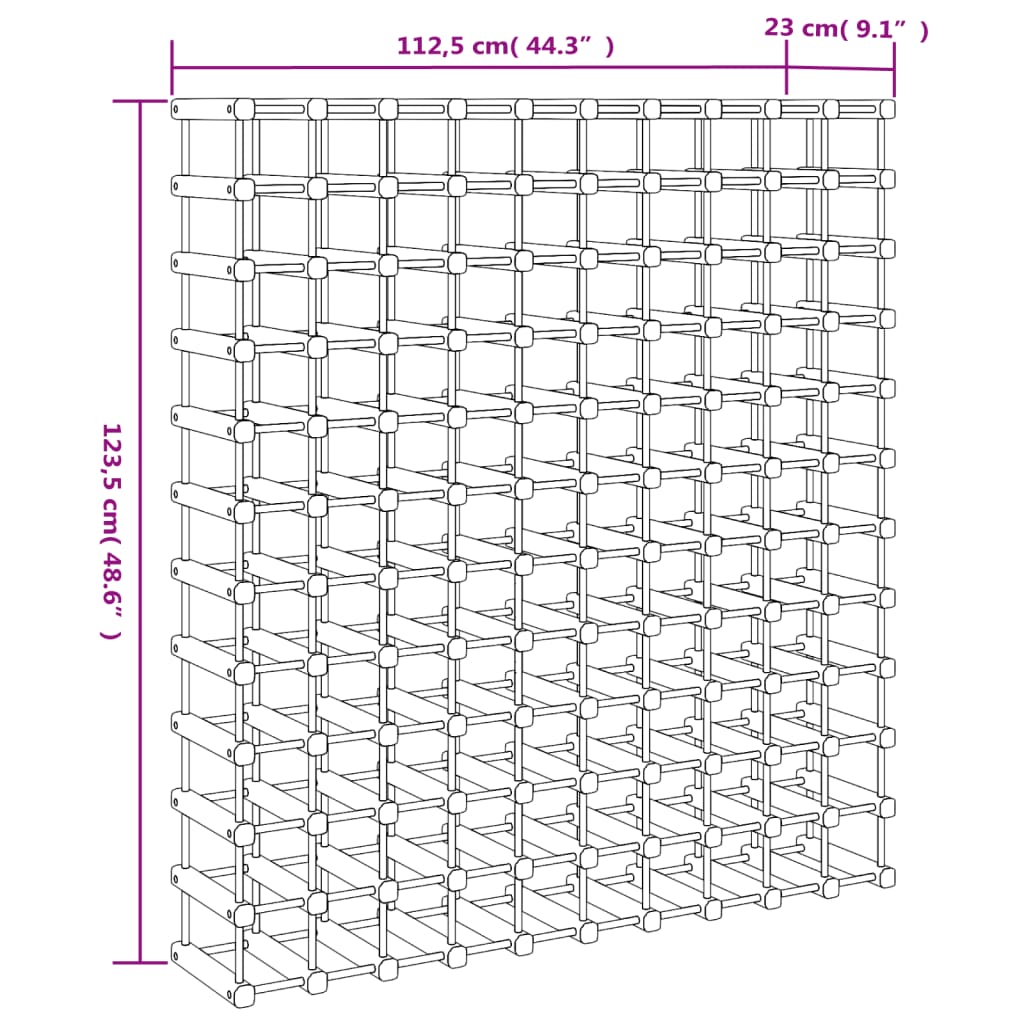 Ραφιέρα Κρασιών 120 Κρασιά 112,5x23x123,5εκ. Μασίφ Ξύλο Πεύκου 8