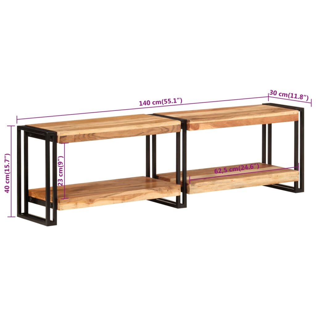 Έπιπλο Τηλεόρασης 140 x 30 x 40 εκ. από Μασίφ Ξύλο Ακακίας 7