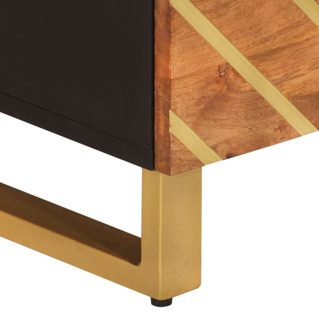 Έπιπλο Τηλεόρασης Καφέ/Μαύρο 70x33,5x46 εκ. Μασίφ Ξύλο Μάνγκο 9