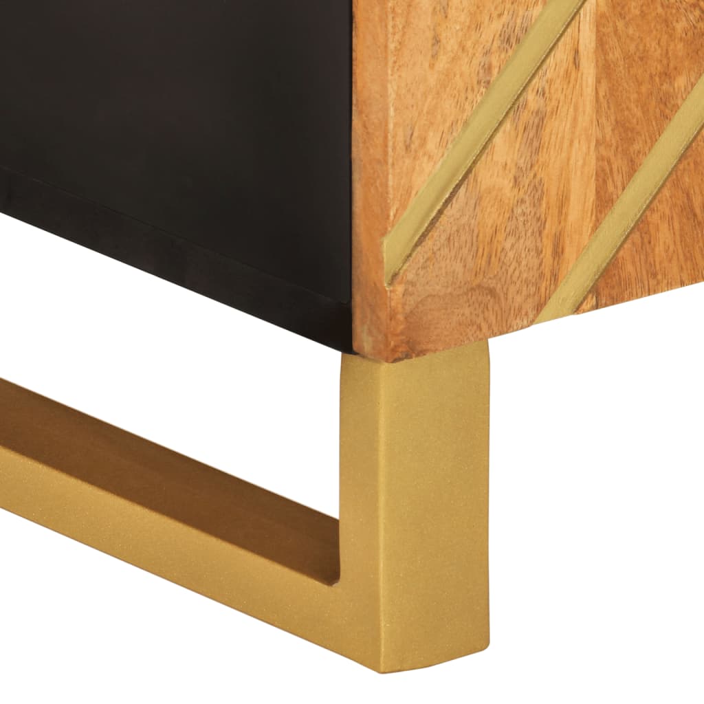 Έπιπλο Τηλεόρασης Καφέ/Μαύρο 105x33,5x46 εκ. Μασίφ Ξύλο Μάνγκο 9