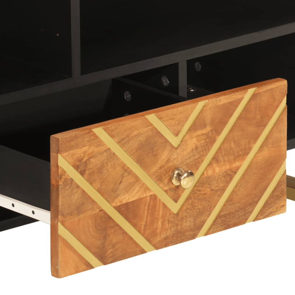 Έπιπλο Τηλεόρασης Καφέ/Μαύρο 100x33,5x46 εκ. Μασίφ Ξύλο Μάνγκο 7