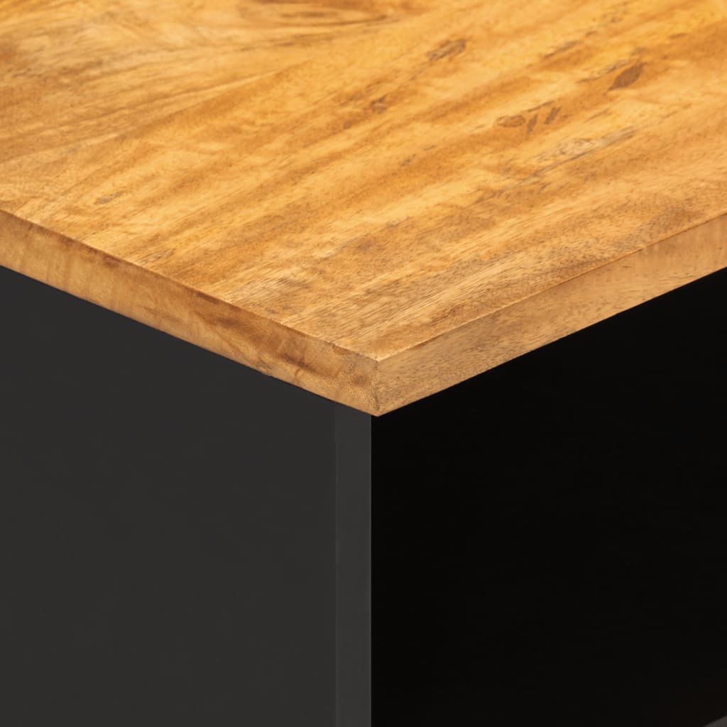 Έπιπλο Τηλεόρασης Καφέ/Μαύρο 80x33,5x46 εκ. Μασίφ Ξύλο Μάνγκο 8