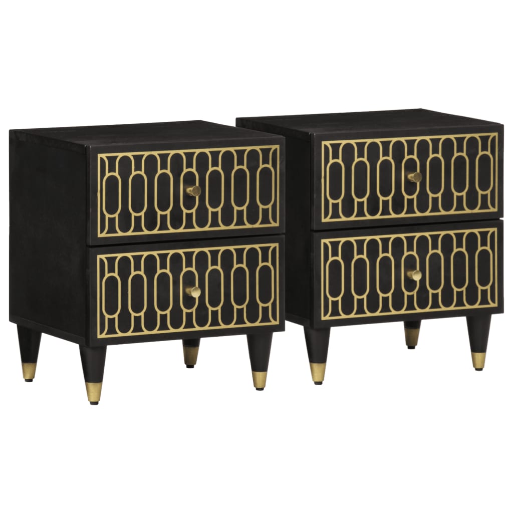 Κομοδίνα 2 τεμ. 40 x 33 x 46 εκ. από Μασίφ Ξύλο Μάνγκο 1