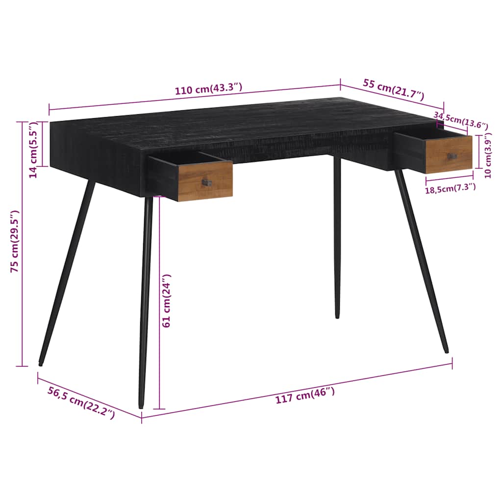 Γραφείο 117 x 56,5 x 75 εκ. από Μασίφ Ανακυκλωμένο Teak 10