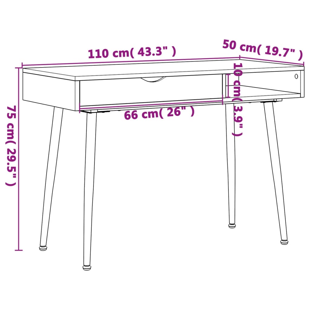 Γραφείο Υπολογιστή με Συρτάρι Καφέ 110x50x75 εκ. Επεξεργ. Ξύλο 8