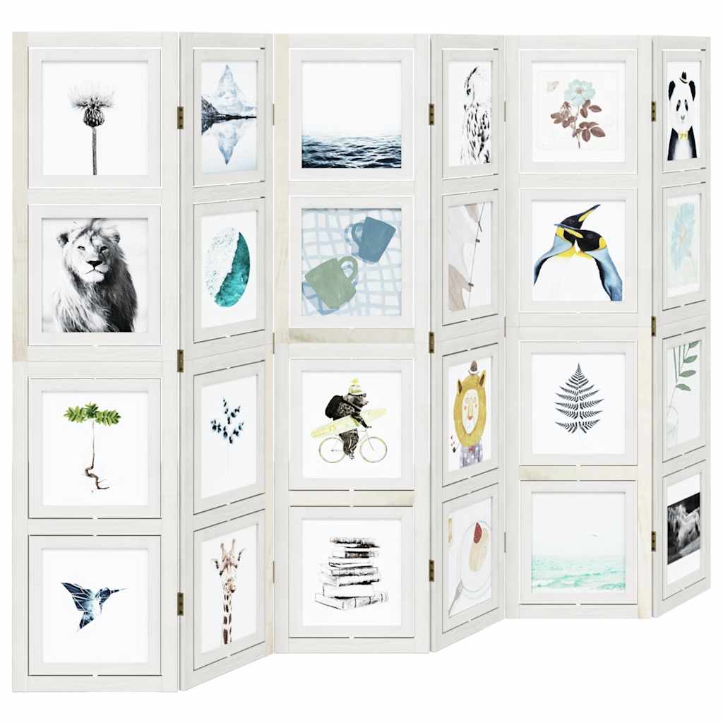 Διαχωριστικό Χώρου με 6 Πάνελ Λευκό από Μασίφ Ξύλο Παυλώνιας 4