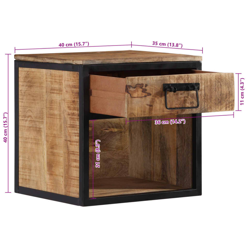 Κομοδίνο 40x35x40 εκ. από Μασίφ Ξύλο Μάνγκο 9