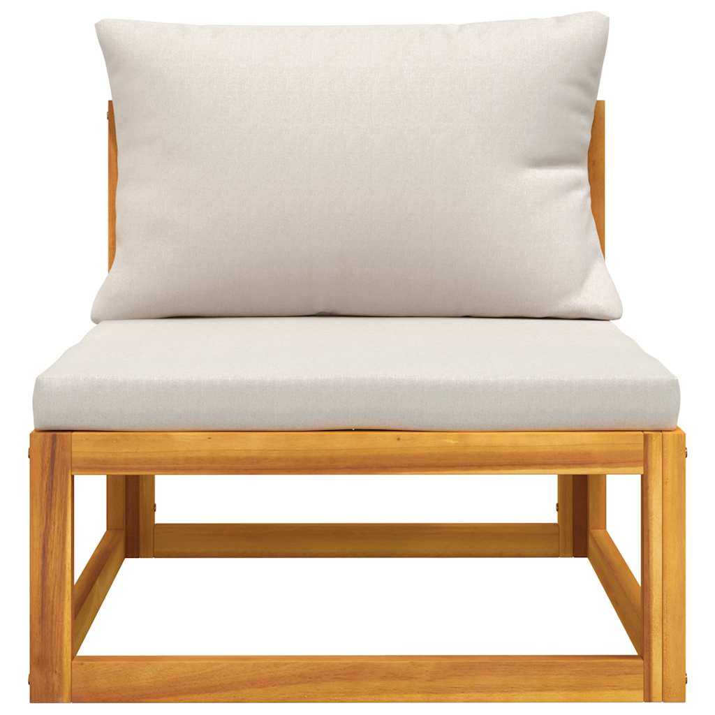 Καναπές Κήπου Μεσαίος Μασίφ Ξύλο Ακακίας με Αν. Γκρι Μαξιλάρια 4