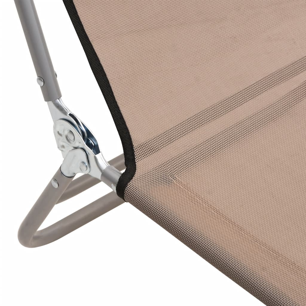 Ξαπλώστρες Πτυσσόμενες 2 τεμ. Taupe από Textilene & Ατσάλι 10
