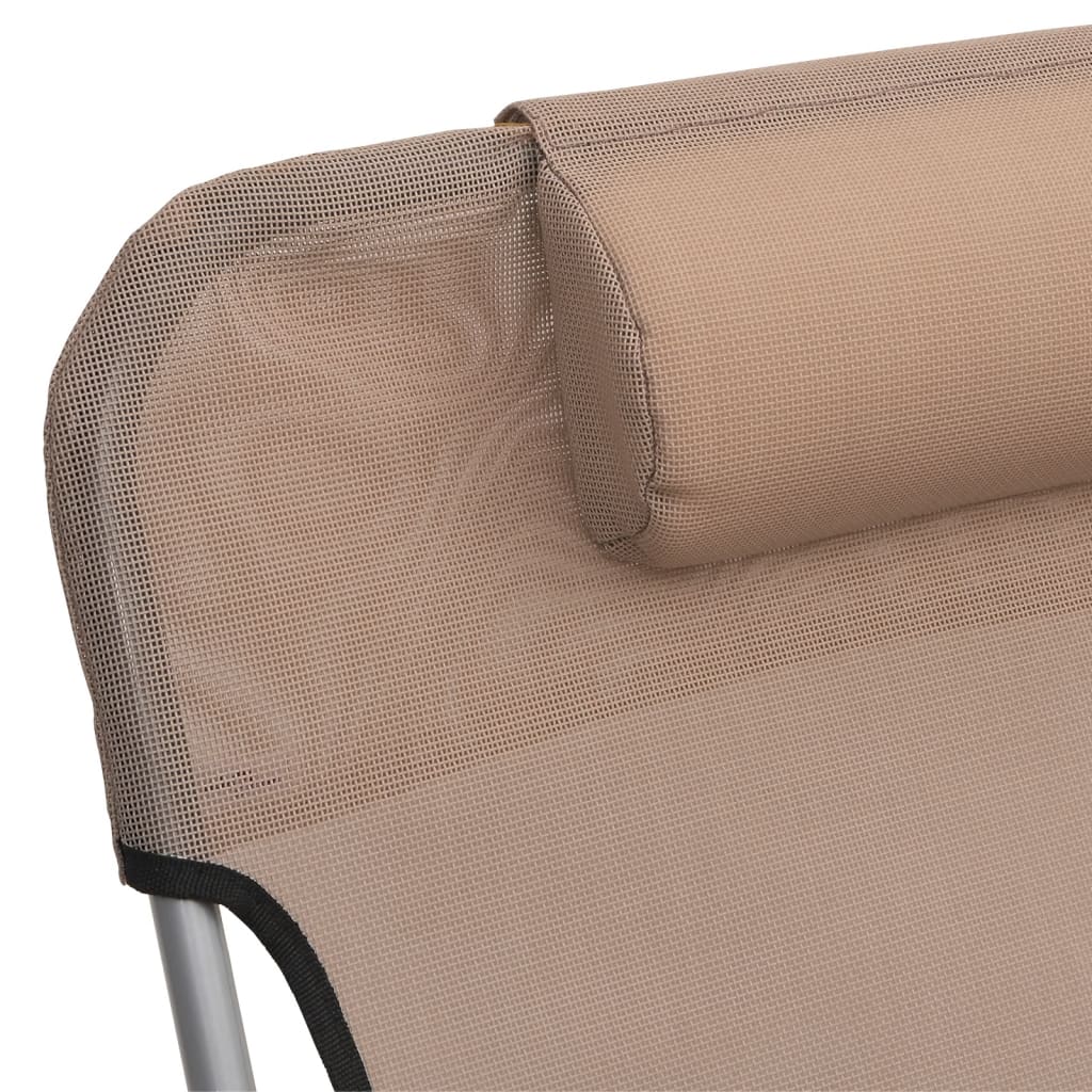 Ξαπλώστρες Πτυσσόμενες 2 τεμ. Taupe από Textilene & Ατσάλι 9