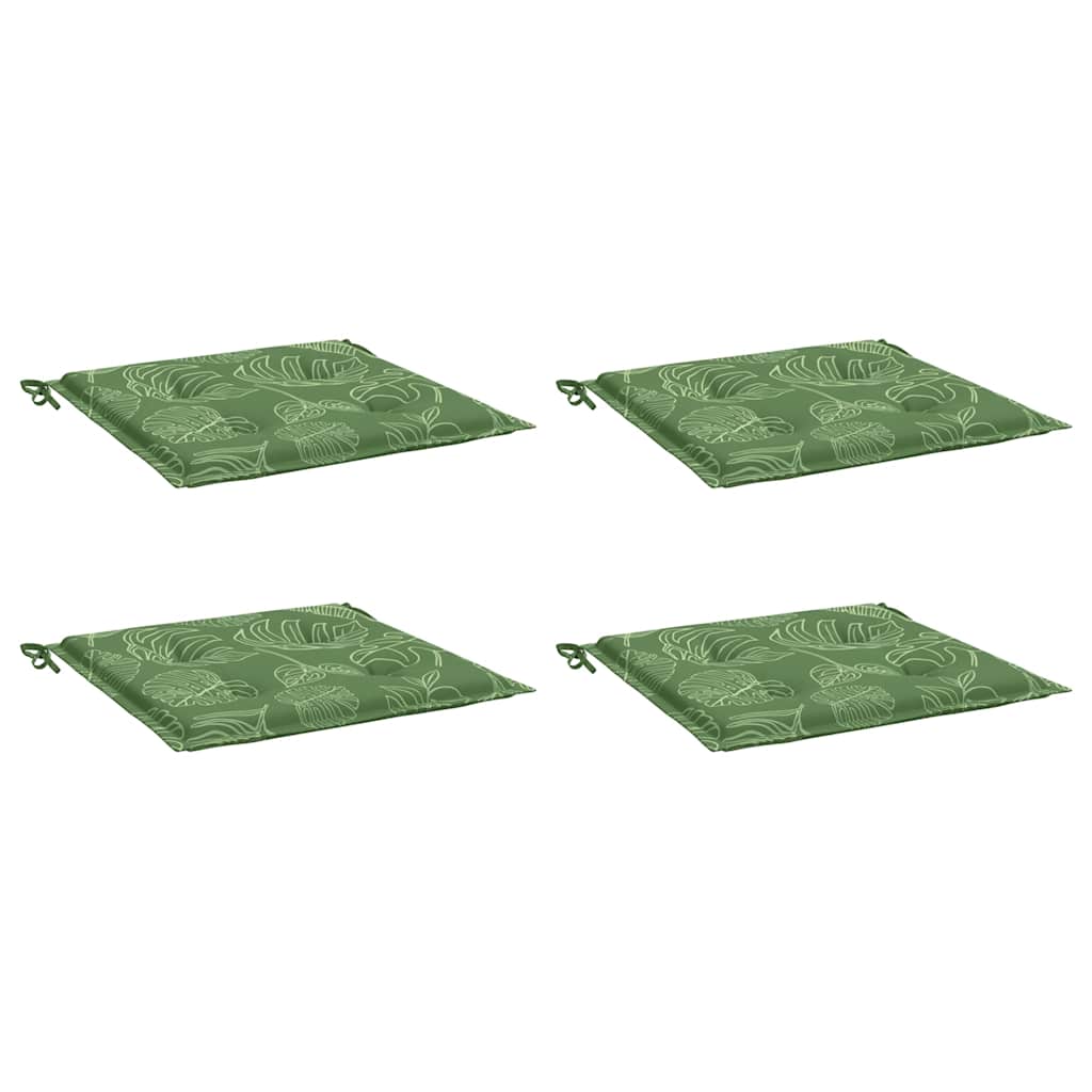 Μαξιλάρια Καρέκλας 4 τεμ. Σχέδιο Φύλλων 40x40x3 εκ. Υφασμάτινα 3