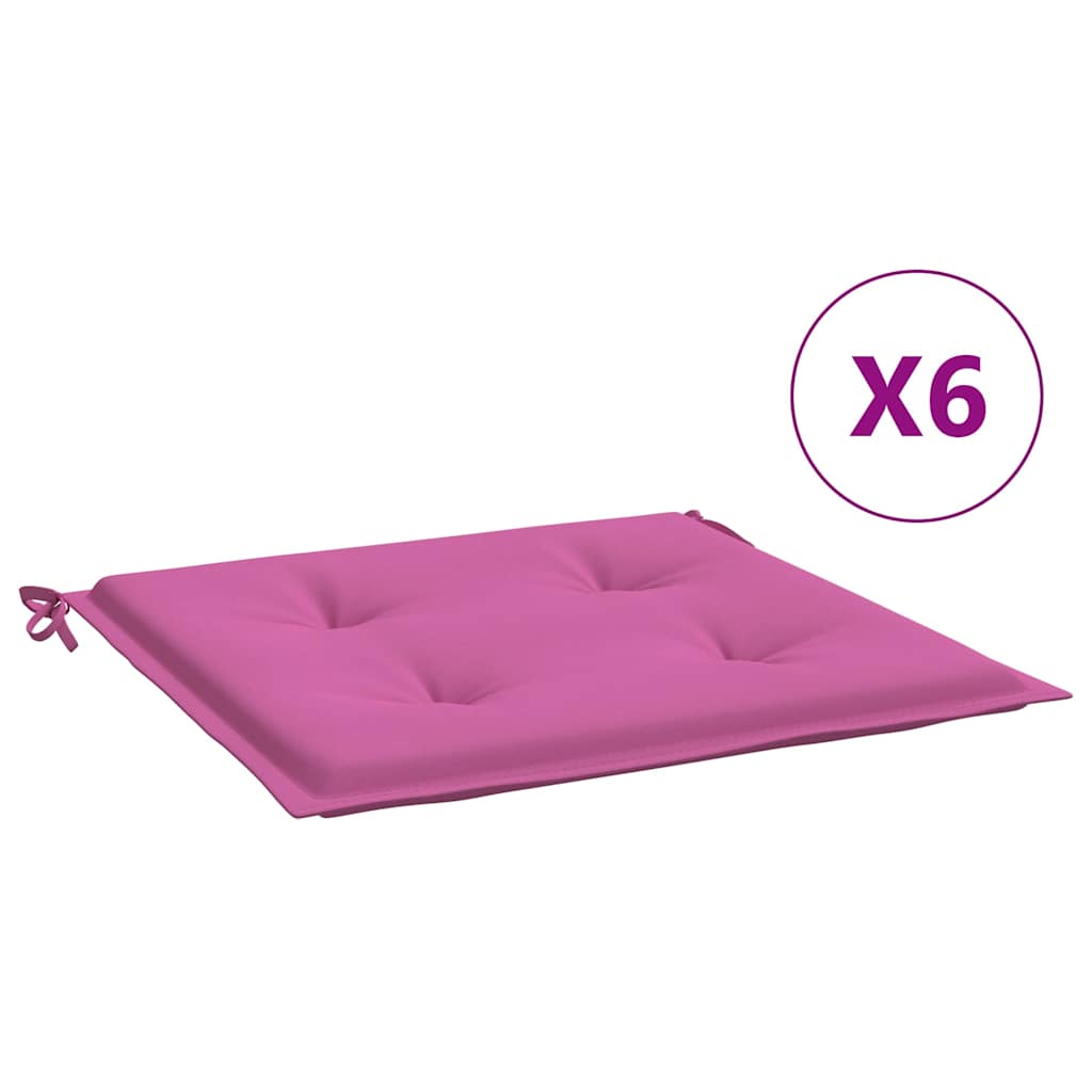 Μαξιλάρια Καρέκλας Κήπου 6 τεμ. Ροζ 50x50x3 εκ. Υφασμάτινα 2