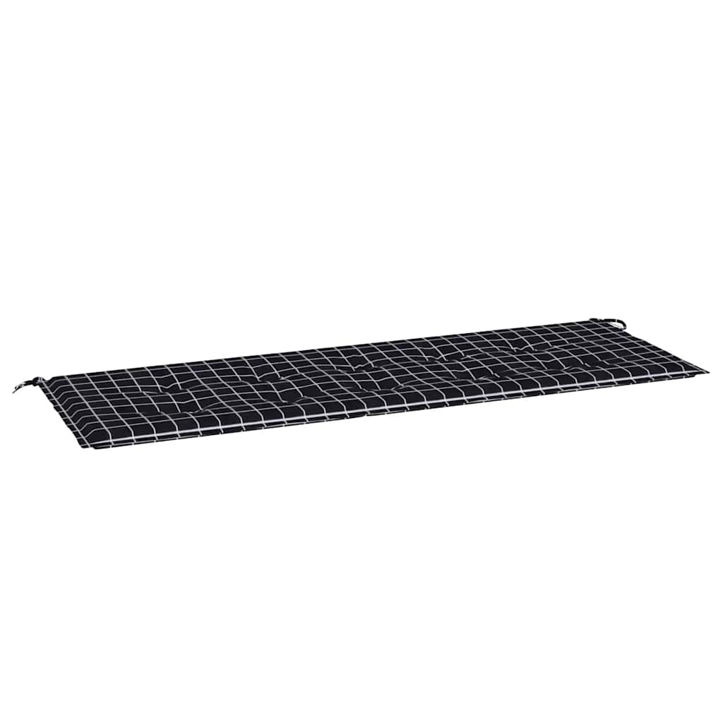 Μαξιλάρι Πάγκου Κήπου Μαύρο Καρό 150x50x3 εκ. Ύφασμα Oxford 2