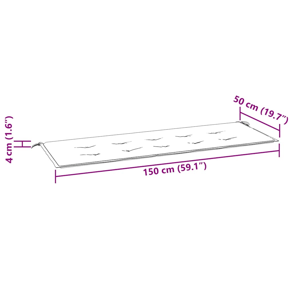 Μαξιλάρι Πάγκου Κήπου Πολύχρωμο 150x50x4 εκ. Ύφασμα Oxford 7