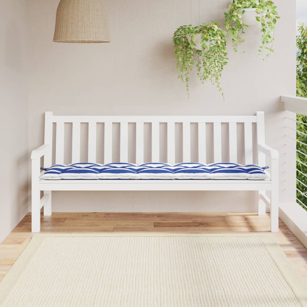Μαξιλάρι Πάγκου Κήπου Μπλε&Λευκό Ριγέ 180x50x7 εκ Ύφασμα Oxford 1