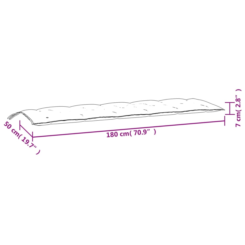 Μαξιλάρι Πάγκου Κήπου Ροζ 180x50x7 εκ. Ύφασμα Oxford 7
