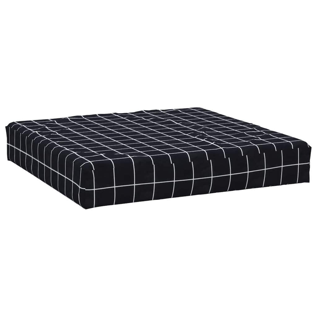 Μαξιλάρι Παλέτας Μαύρο Καρό 60 x 60 x 8 εκ. Ύφασμα Oxford 2