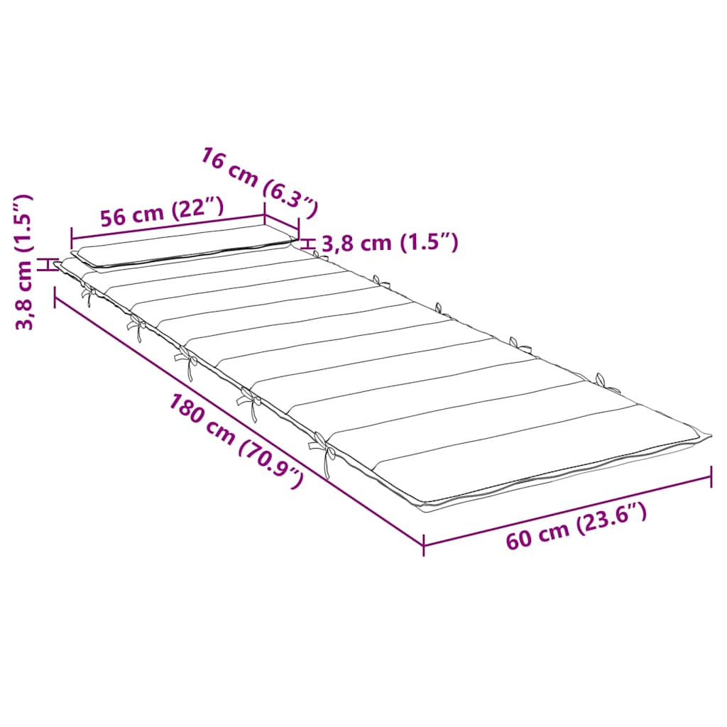 Μαξιλάρι Ξαπλώστρας Κρεμ 180 x 60 x 3 εκ. από Ύφασμα Oxford 9
